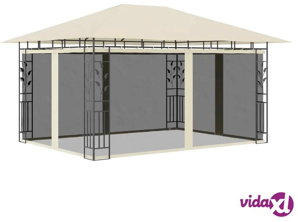 vidaXL Gazebo con Zanzariera 4x3x2,73 m Crema 180 g/m²