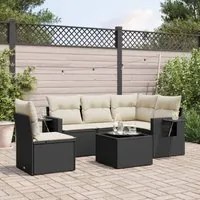 Set Divano da Giardino 6 pz con Cuscini Nero in Polyrattancod mxl 89307