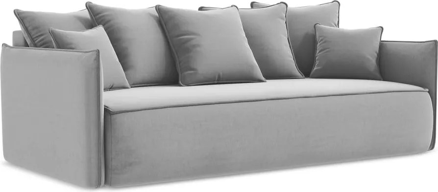 Divano grigio chiaro allungabile/con contenitore con rivestimento in velluto 225 cm Hula – Makamii