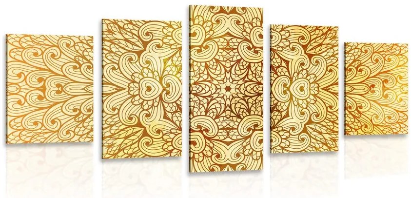 Quadri 5 pezzi – Mandala etnica dorata