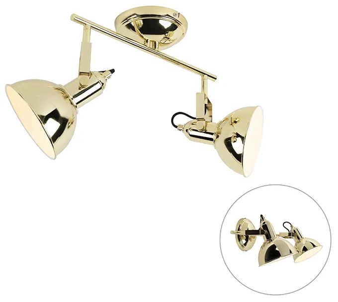 Faretto Art Déco oro 2 luci - Tommy