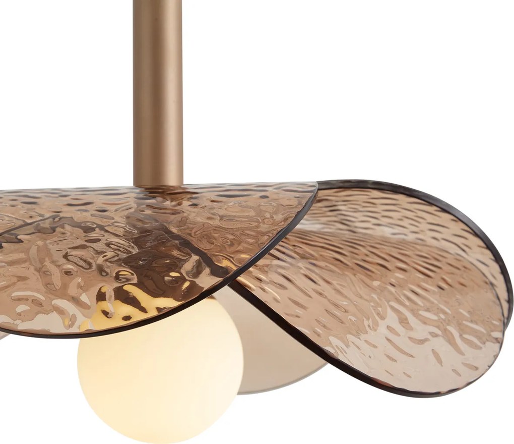 Lampada a sospensione di design bronzo scuro con vetro ambrato - Kemner