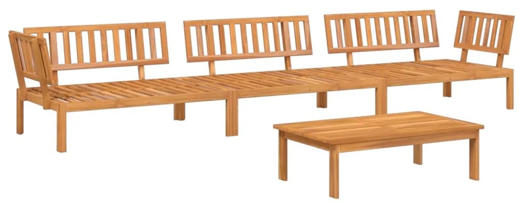 Set divano pallet da giardino 4 pz in legno massello di acacia