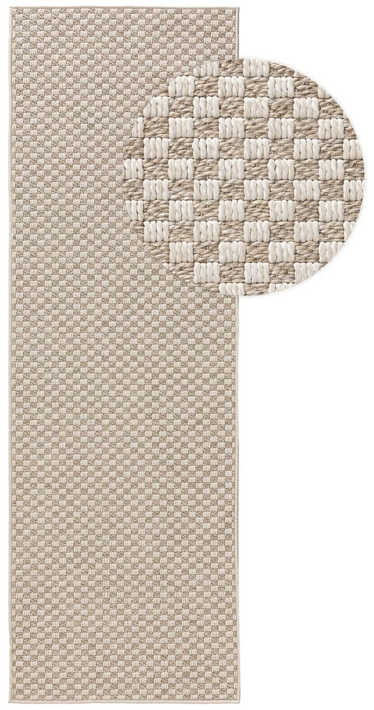 benuta Pop Tappeto passatoia per esterni Taissa Crema/Grigio 77x240 cm - Tappeto outdoor per balcone, terrazzo e giardino