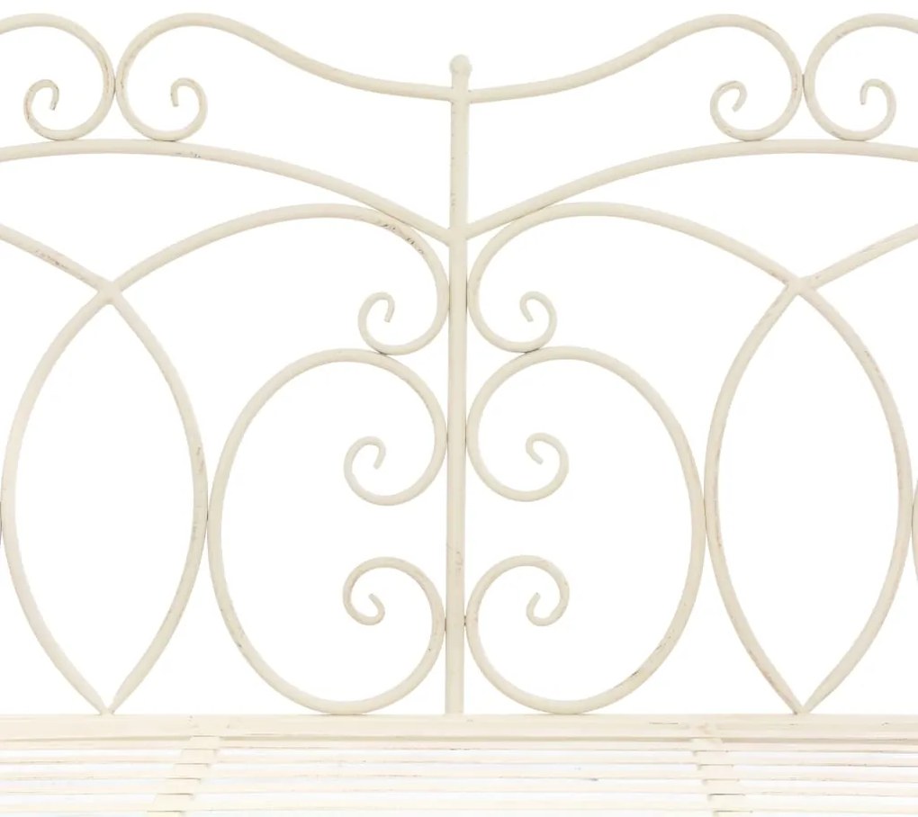 Panchina da giardino 104 cm in ferro bianco anticato