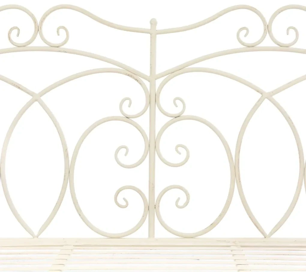Panchina da giardino 104 cm in ferro bianco anticato