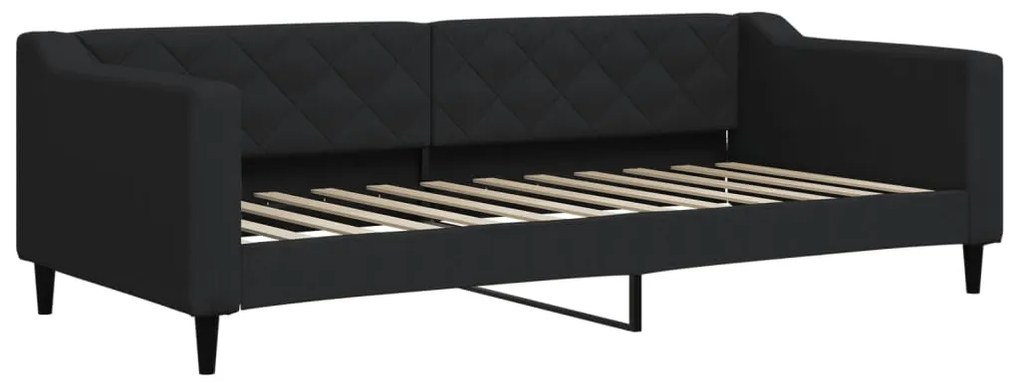 Divano letto estraibile con cassetti nero 90x200 cm in tessuto