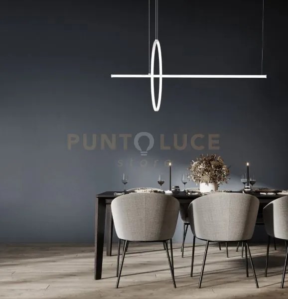 Ring-b sospensione geometrica 1 led bianco opaco led 46w dimmerabil...