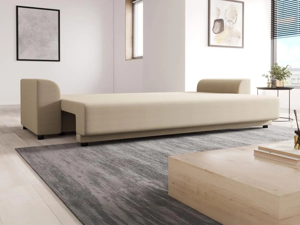 Divano letto 3 posti in Tessuto Beige - NESSARO
