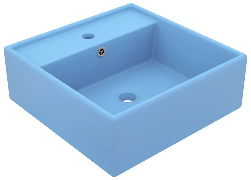 Lavabo Troppopieno Cubico Azzurro Opaco 41x41cm Ceramica /