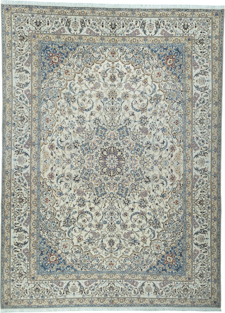 Nain Tappeto 420x310 Beige (Iran) Annodato A Mano
