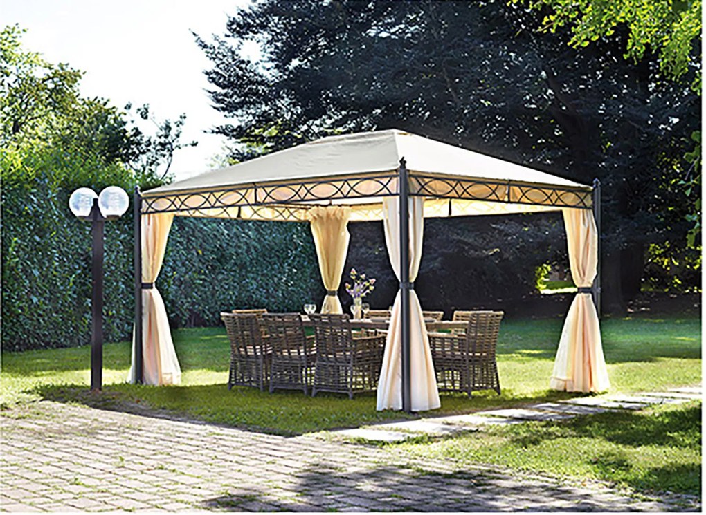 Gazebo da Giardino in Ferro 3X4m Vorghini Iron Sabbia...