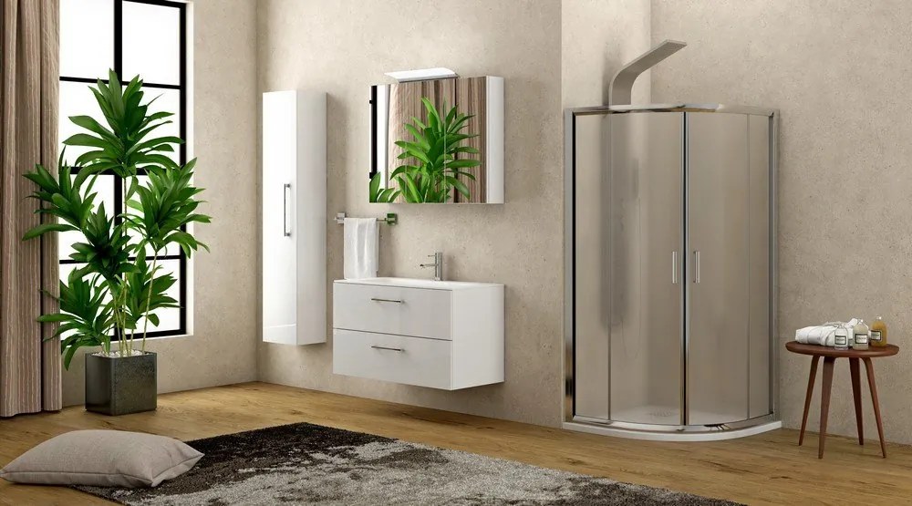 Box doccia 80x80 semicircolare vetro opaco altezza 180cm | K400 - KAMALU