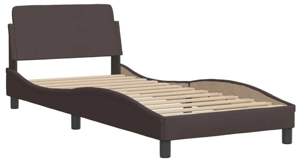 Letto con materasso marrone scuro 80x200 cm in tessuto