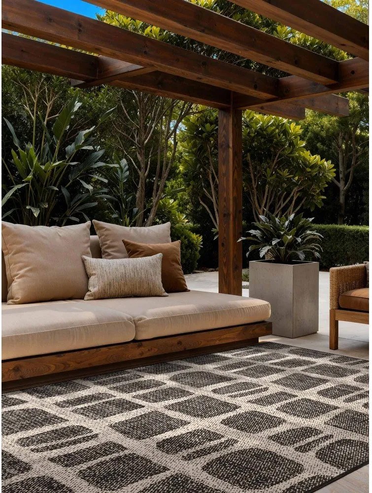 Tappeto da interno/esterno nero/color crema 160x230 cm Haringey Ruskin – Ted Baker