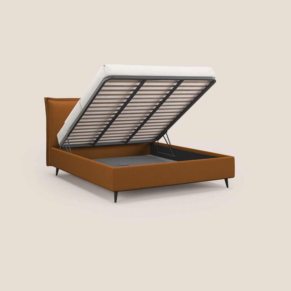 Hans letto contenitore imbottito minimal in tessuto simil cotone impermeabile T19 arancio