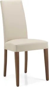 Sedia in ecopelle BEIGE con gambe verniciate NOCE mod. DENVER Set da 2 pezzi