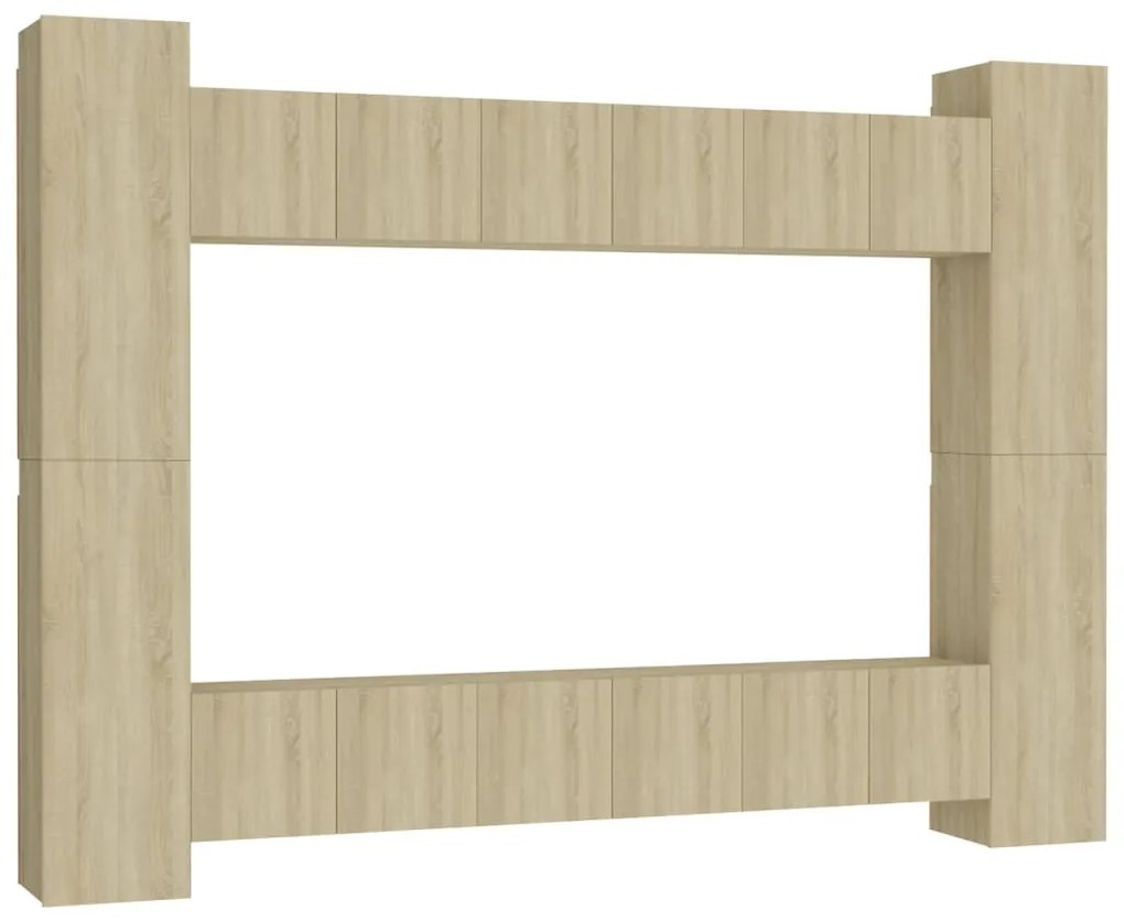 Set porta tv 10 pz rovere sonoma in truciolato