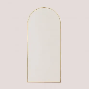 Specchio Da Parete In Metallo (80x180 Cm) Belm Giallo Oro - Sklum