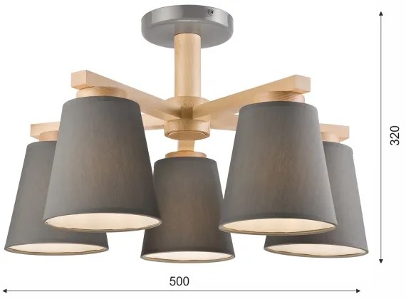 Plafoniera ELLIE 5xE27/60W/230V grigio