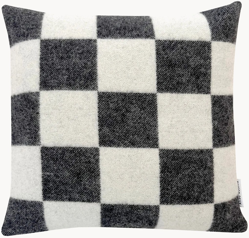 Copricuscino in lana con motivo a quadri Level Up