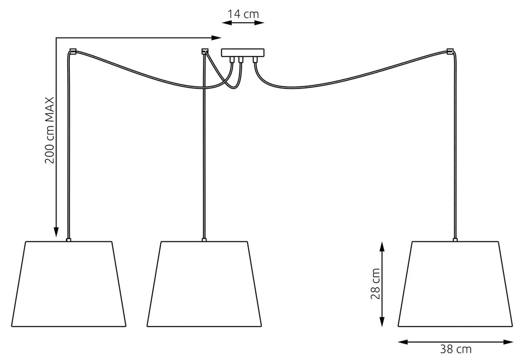 Sospensione 3 Luci Ascot Con Fermacavi E Paralumi Beige