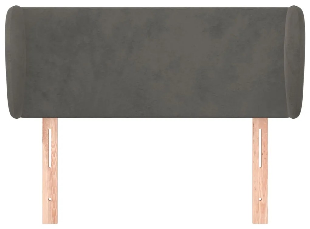 Testiera ad orecchio grigio scuro 83x23x78/88 cm in velluto