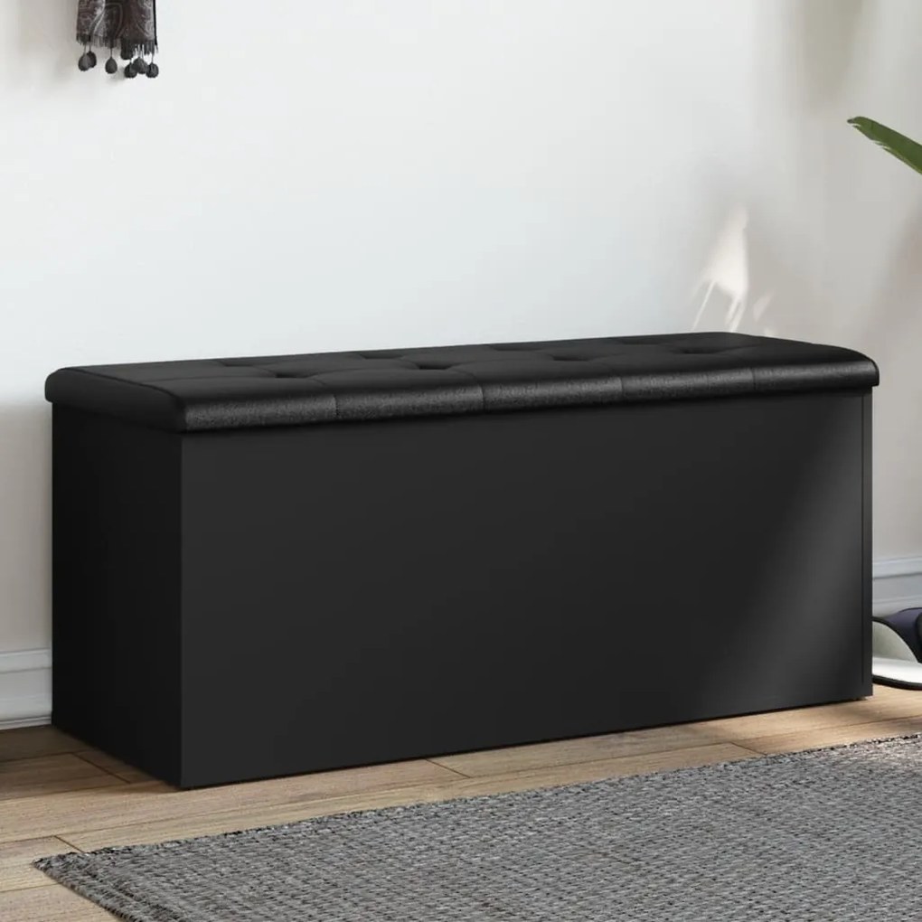 Panca Portaoggetti Nera 102x42x45 Cm İn Legno Multistrato /