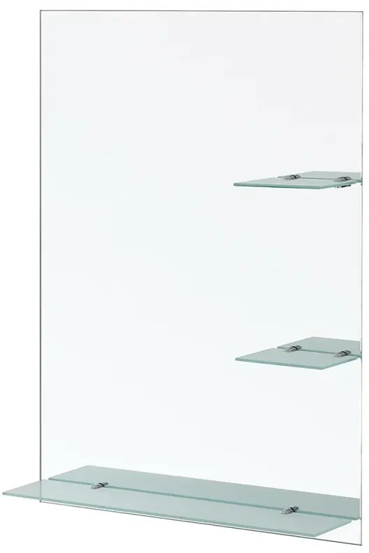 Specchio bagno 60x80 cm a filo lucido con mensole in vetro satinato
