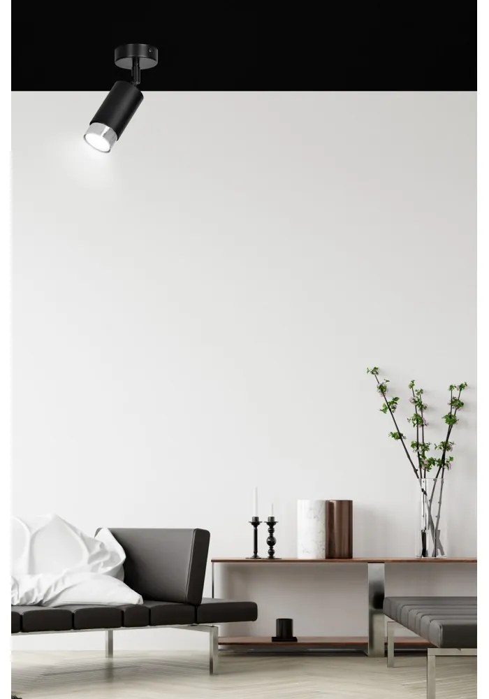 Lampada da soffitto e parete in Acciaio HIRO GU10 Colore del corpo Nero e Cromo