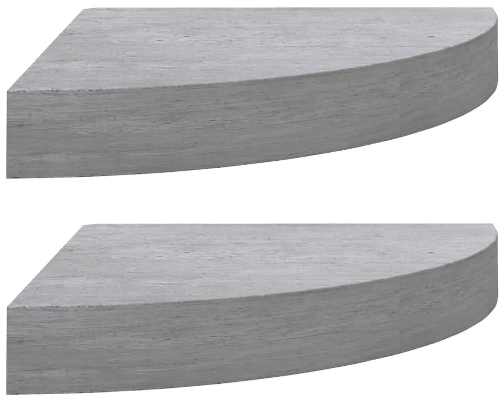 Mensole angolari 2pz grigio cemento 35x35x3,8 cm in mdf