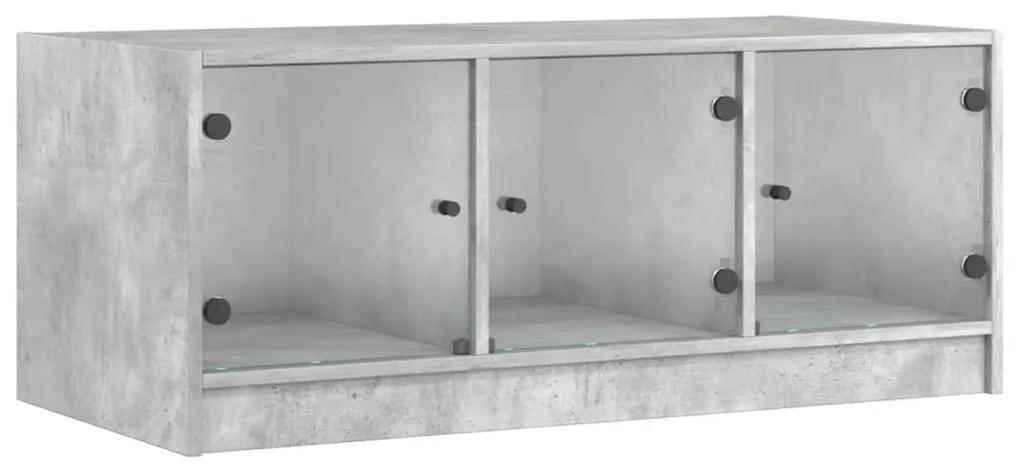 Tavolino salotto con ante in vetro grigio cemento 102x50x42 cm
