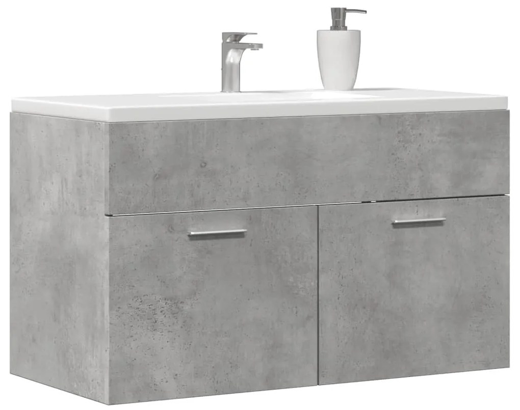 Mobile Lavabo Bagno Grigio Cemento 90x38,5x46 Cm Multistrato /