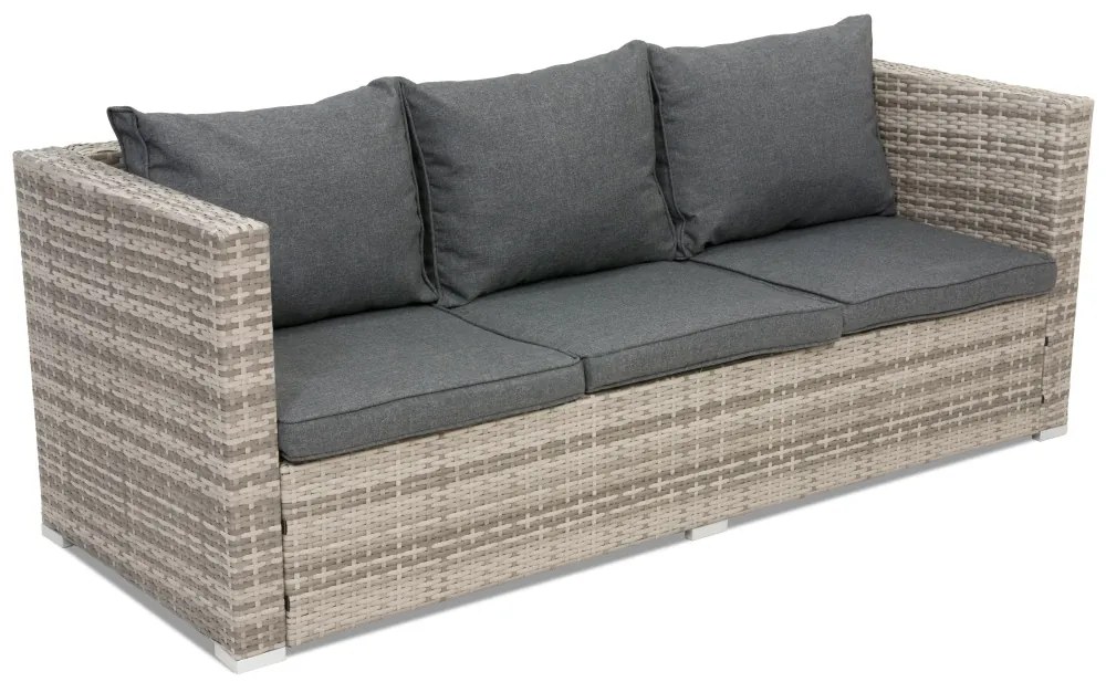 Divano 3 posti in polyrattan grigio Garden Point Roma