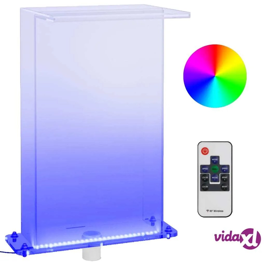 vidaXL Fontana da Piscina con LED RGB in Acrilico 51 cm