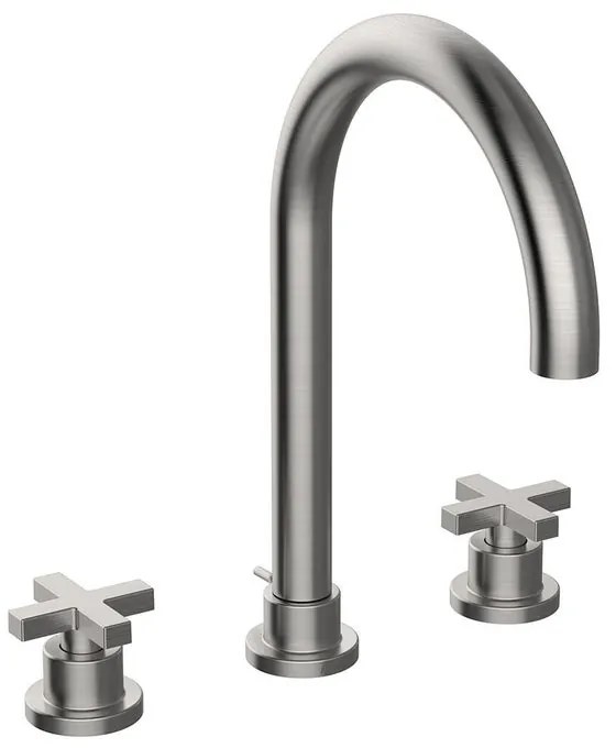 Rubinetto per lavabo getto aerato Los Angeles nichel spazzolato satinato HUBER H 28 cm