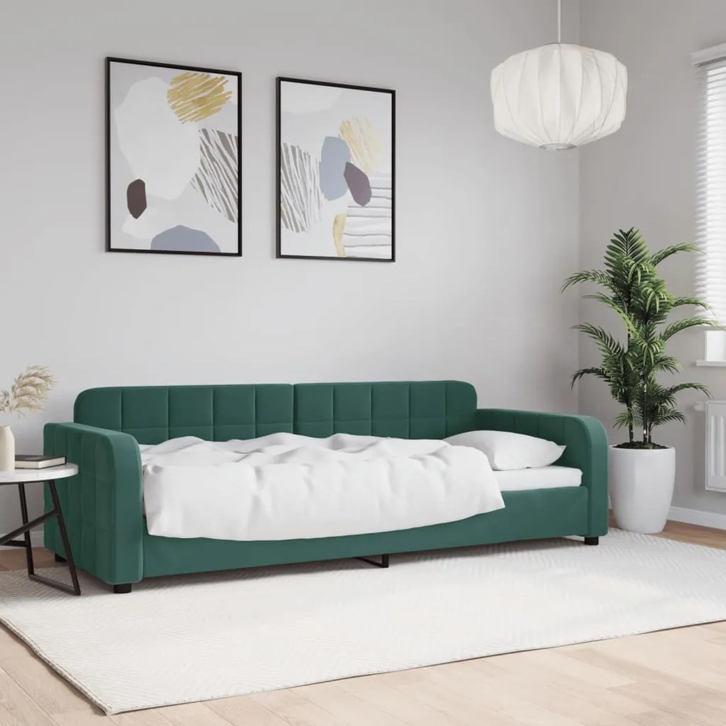 Letto Da Giorno Verde Scuro 80x200 Cm İn Velluto /