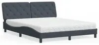 Letto con Materasso Grigio Scuro 160x200 cm in Velluto 3208665