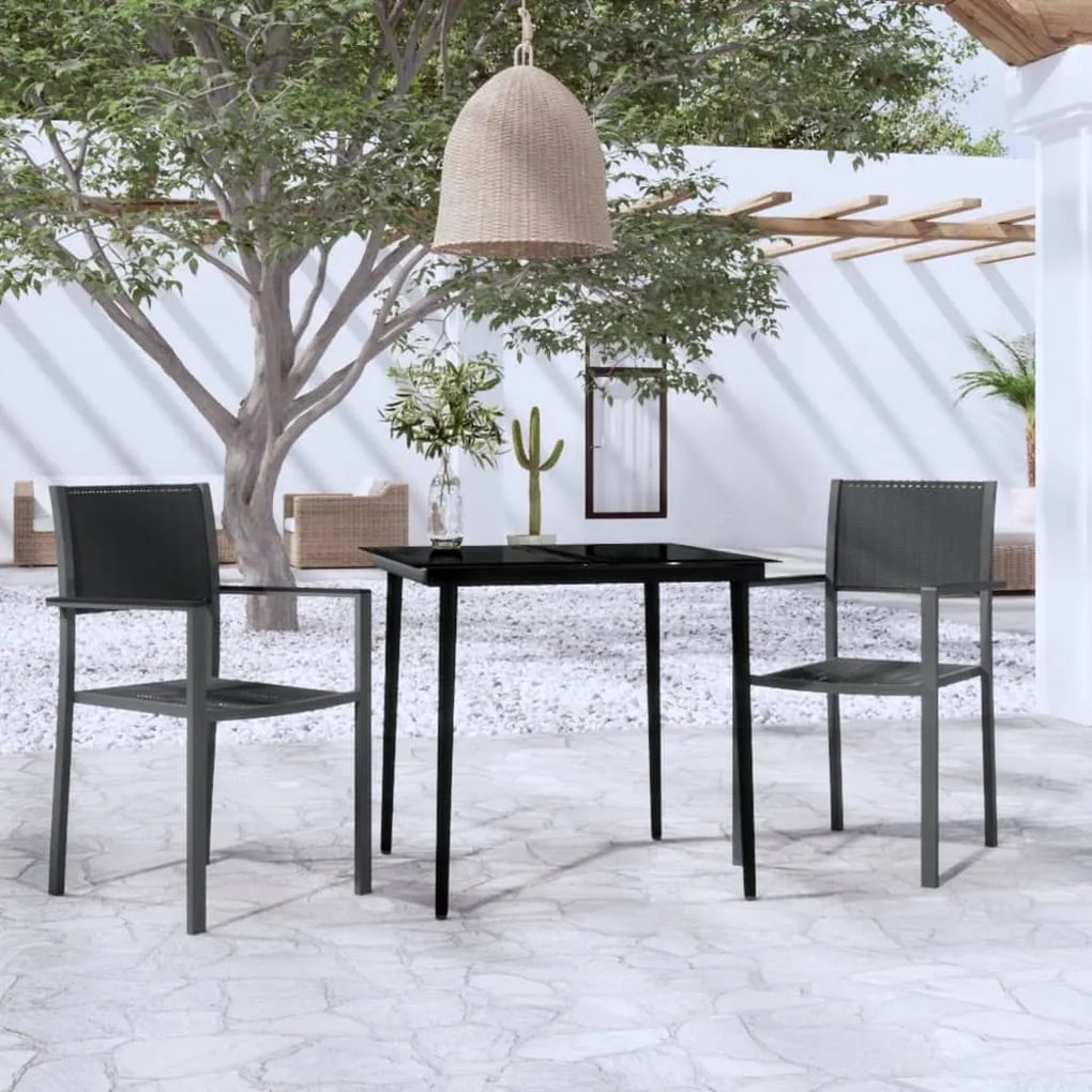 Set mobili da pranzo per giardino 3 pz nero