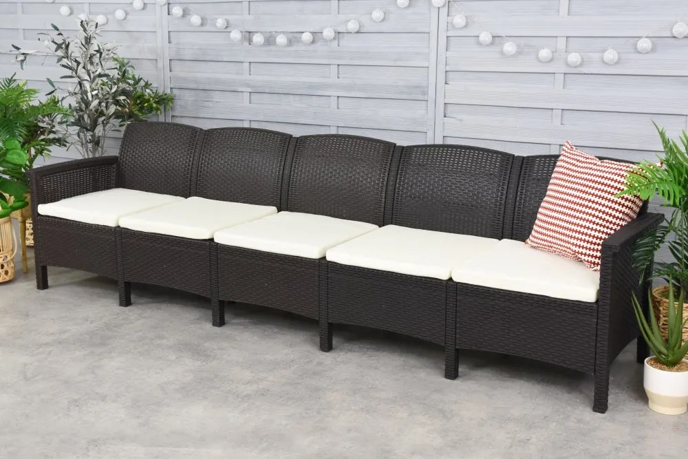 Divano a cinque posti Venezia 5 in polyrattan marrone Bica