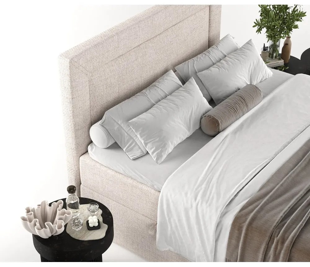 Letto boxspring beige con contenitore 160x200 cm Imagine - Maison de Rêve