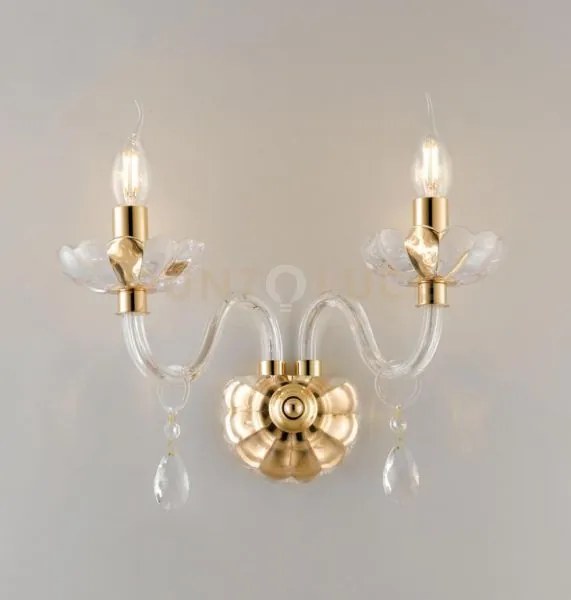 Applique a parete riflesso oro 2 luci attacco e14 40x18x35cm decora...