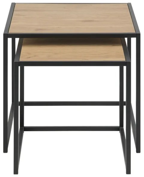 Set di tavolini da caffè SARON 2 pz quercia/nero