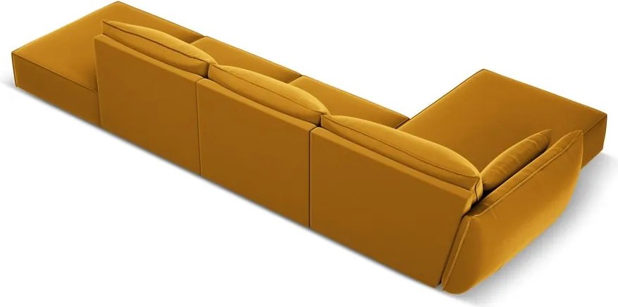 Divano angolare color senape (con penisola a sinistra/con chaise lounge) con rivestimento in velluto Vanda – Mazzini Sofas