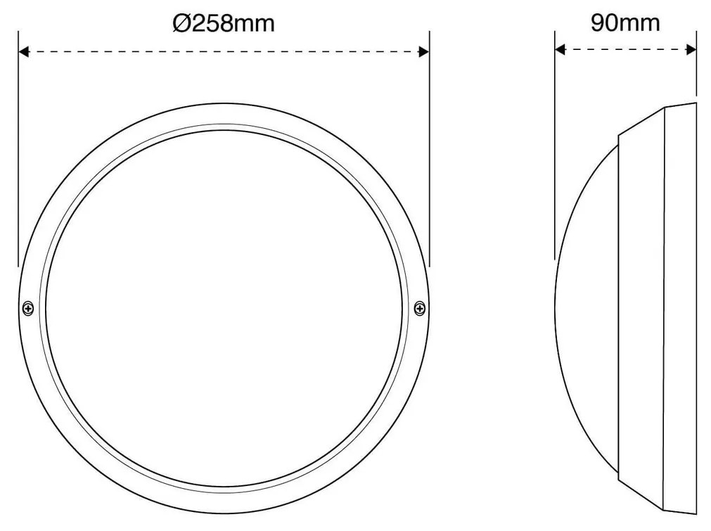 Plafoniera E27 IP54 Nera Ø258mm