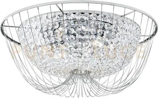 Plafoniera vienna cromo 6 luci attacco e14 60x24cm in cristallo k9