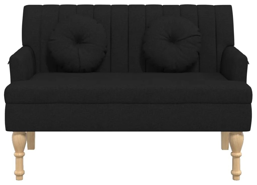 Panca con cuscini nera 113x64,5x75,5 cm in tessuto