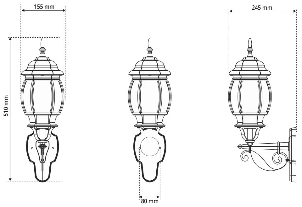 Applique da Esterno Storica E27 IP54 Verde Anticato - Serie BELLINI 1A