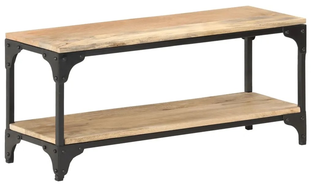 Tavolino Da Salotto 90x30x40 Cm İn Legno Massello Di Mango /