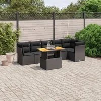 Set Divani da Giardino con Cuscini 7pz Nero Polyrattan 3270838